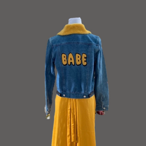 Samantha Sipos BABE Faux Fur Collar Denim Jacket  EUC